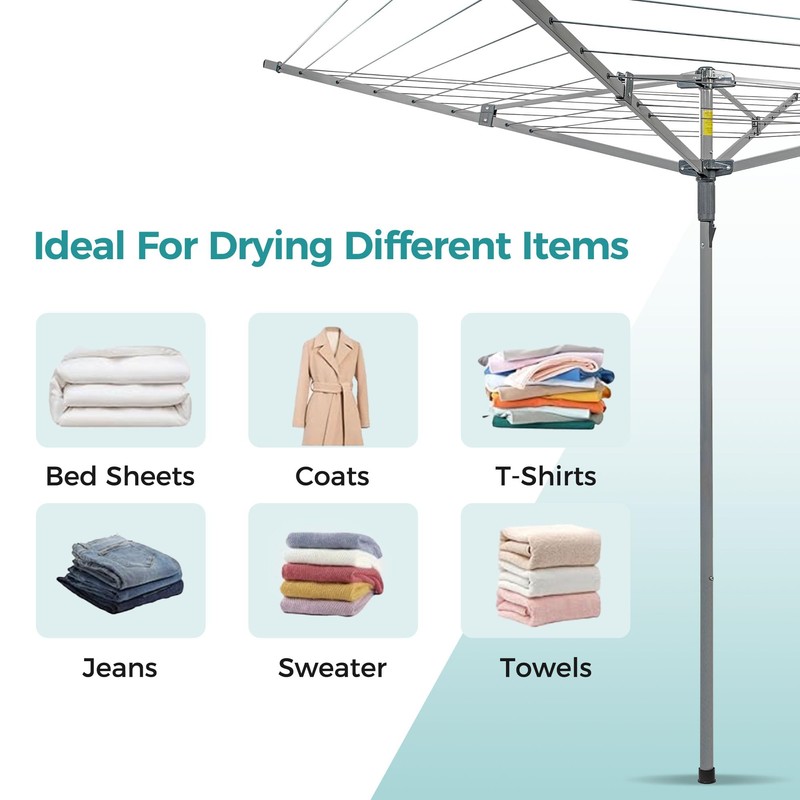 JS HANGER Umbrella Drying Rack Outdoor, Rotary Retractable Dryer Adjustable
