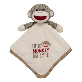 Baby Starters Baby Snuggle Blanket and Toy with Satin, Sock Monkey, 14 inches