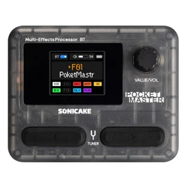 SONICAKE Pocket Master Guitar Bass Amp Modeling IR Cabinets Simulation Multi-Effects with Stereo OTG USB Audio Interface BT Audio 1.77" LCD Color Screen Transparent Black