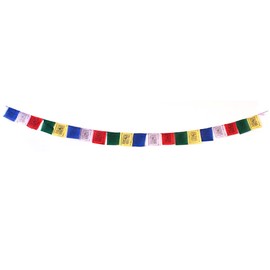 YAKEBA Tibetan Prayer Flag, 2.50 Metres, 10 Flags (Each 17 x 17 cm), 100% Cotton, Traditional Wooden Model Print, Outdoor Bunting Fabric, Garden Flag