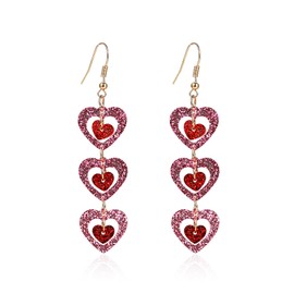 Pingyongchang Cute Pink Red Love Heart Glitter Acrylic Dangle Drop Earrings Lightweight Sparkly Valentine's Day Statement Earrings for Women Wife Couple-Heart D