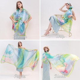 DANA XU 100% Mulberry Extra Large Silk Pashmina Scarf Shawls And Wraps For Women Evening Dress Summer Travel Floral Blanket