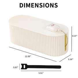 FABROK FABROK Cable Management Box with 10 Cable Ties, Organizer Box for Power Strips, Surge Protectors, Chargers, Adapters, TV Computer Wires Cable Hider Box for Home/Office (Small/White)