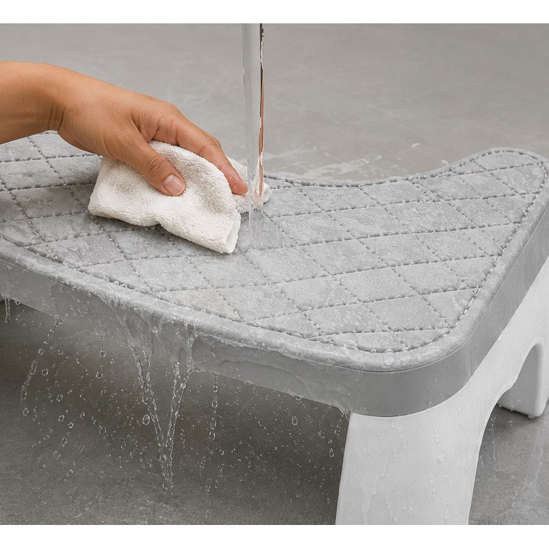 Waterproof Toilet Foot Stool, Compact Bathroom Squatting Stool with Non-Slip