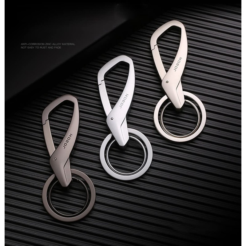 Rockyu Keychain, Men's, Cool Gray, Silver, Black, Carabiner, Hook, Keychain,