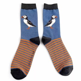 Mr Sparrow Puffin Socks Mens Denim Soft Breathable Bamboo Blend 1 Pair Size 7 to 11