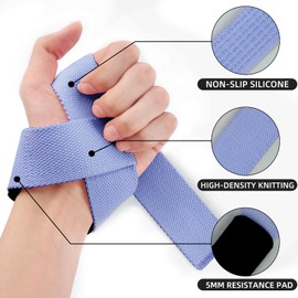 SKDK Cotton Hard Pull Wrist Lifting Straps Grips Band-Deadlift Straps with Neoprene Cushioned Wrist Padded and Anti-Skid Silicone - for Weightlifting, Bodybuilding, Xfit, Strength Training