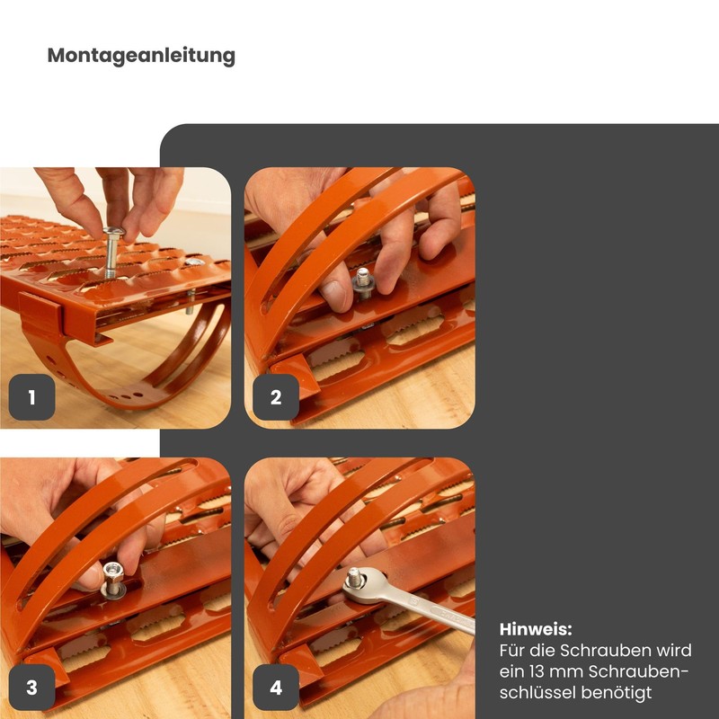 DAPRONA Holder for running grate, galvanised silver, 25 cm, step