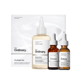 The Ordinary The Bright Set, 3-Step Regimen for Radiant, Even Skin Tone with Glycolic Acid 7% Exfoliating Toner, Alpha Arbutin 2% + HA, and Caffeine Solution 5% + EGCG | Skin Care Set