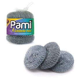 PAMI Heavy Duty Stainless Steel Sponge Scrubber Non-Scratch Metal Sponges Kitchen Metal Scratch Pads for Pots Pans Pack of 4
