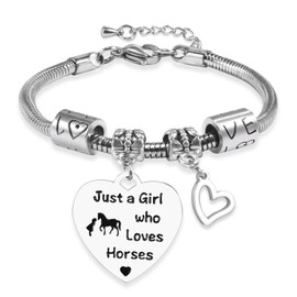 YELUWA Dog/Horse Bracelet for Girls Women, Animal Bracelets Only a Girl Who Loves Dogs Bracelet Birthday Graduation Inspirational Bracelets for Girls Animal Lovers Friends Daughter Sister, Stainless