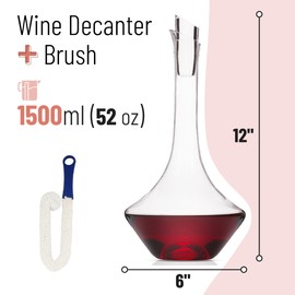 BTaT- Wine Decanter with Stopper, Hand Blown Crystal Glass, Red Wine Decanter Set,