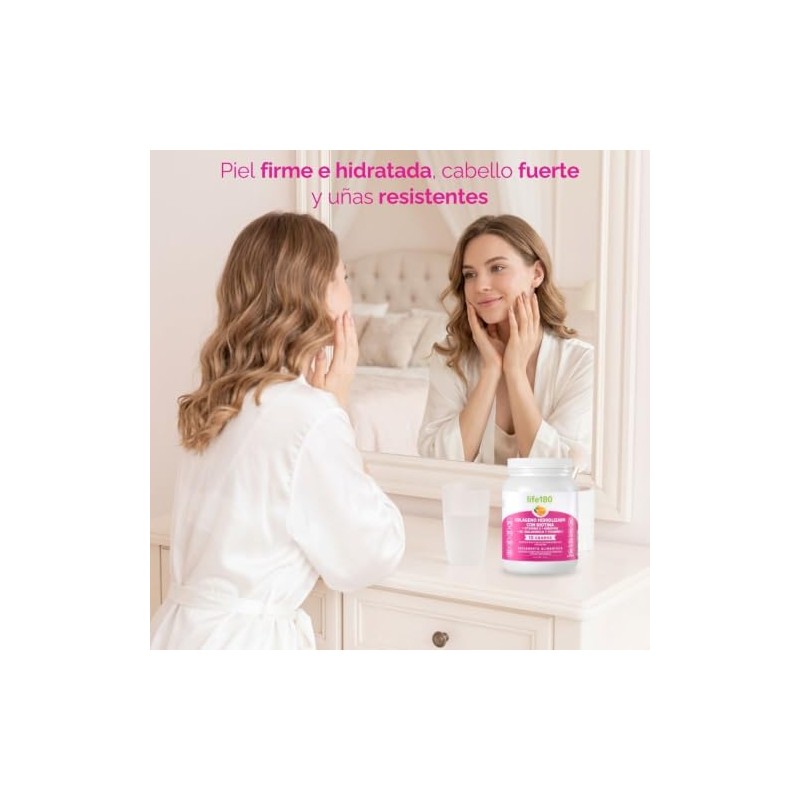 Life180 Colágeno Hidrolizado Biotina Vitamina Sabor Naranja 333g