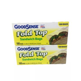 Good Sense Fold Top Sandwich Bags 100 bags. Pack of 2