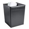 Classic Black Leather Square Waste Basket