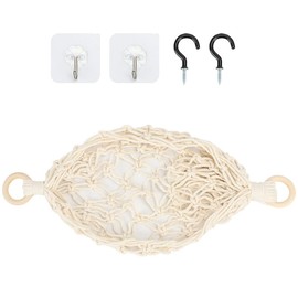 Hanging Fruit Hammock Under Cabinet Hanging Basket Includes Hooks - Macrame Bohemian Hanging Banana Vegetable Hammocks Kitchen Storage Counter Space Saving Decoration at Home, Boat (Style A - 1 Pack)