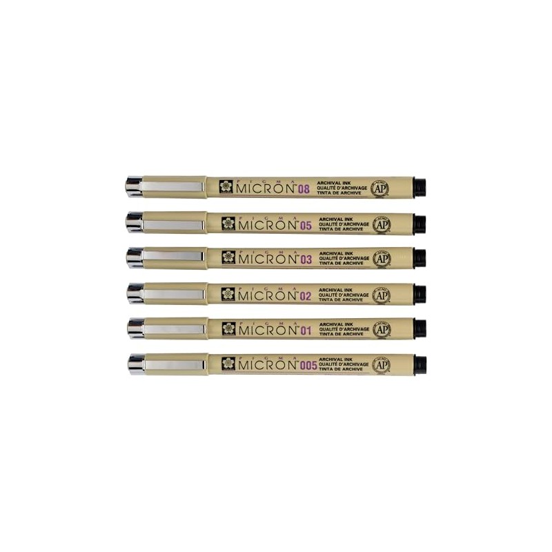 SAKURA Pigma Micron Fineliner Set, Exclusive 4+2 Offer, Premium Archival