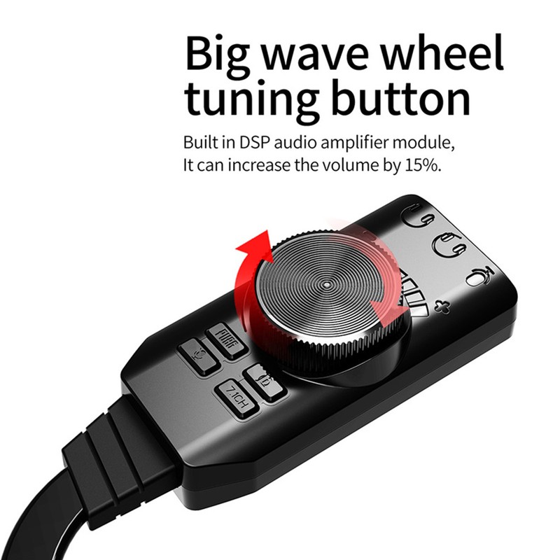 USB Sound Card Adapter 7.1 Channel Mute Button Volume Control
