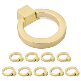 WEAVERBIRD Zinc Alloy Cabinet Knobs Gold Kitchen Hardware Drawer Pulls Rings Brushed Brass Single Hole Handles 1.57" Diameter, Pack of 10