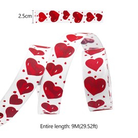 Valentines Day Ribbons, Red Heart Printed Ribbons Valentine's Day Gift Ribbon for Valentines Gift Wrapping Wedding Anniversary Party Decoration DIY Crafts Supplies Y7HXSD