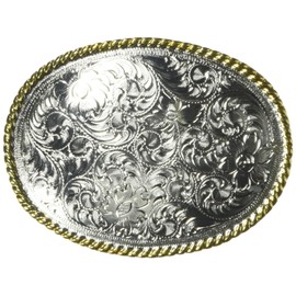 Nocona Men's Shinny Oval Gold Rope Edge Buckle, Multi/Color, One Size