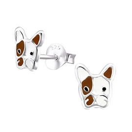 Dog Earrings French Bulldog 925 Sterling Silver