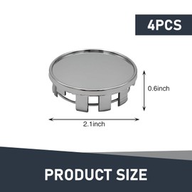 Civwesi Pack-4 Car 2.1" x 0.6" Modified Wheel Center Cap, Rust-Proof Smooth and Beautiful Decoration, ABS + Steel Rim Snap-in Hub Protective Cap, Universal for Cars Tire Accessories (Silver)