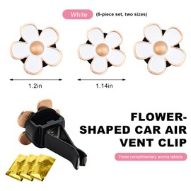 6 PCS Daisy Air Vent Clips, Cute Flower Air Conditioning Outlet Clip Car Interior Decoration, Flower Vehicle Diffuser Vent Clip Air Fresheners for Women Girl (White)