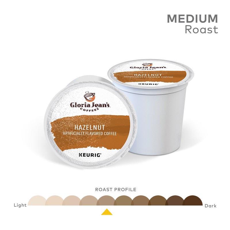 Gloria Jean's Hazelnut Keurig Single-Serve K-Cup Pods, Medium Roast Coffee,