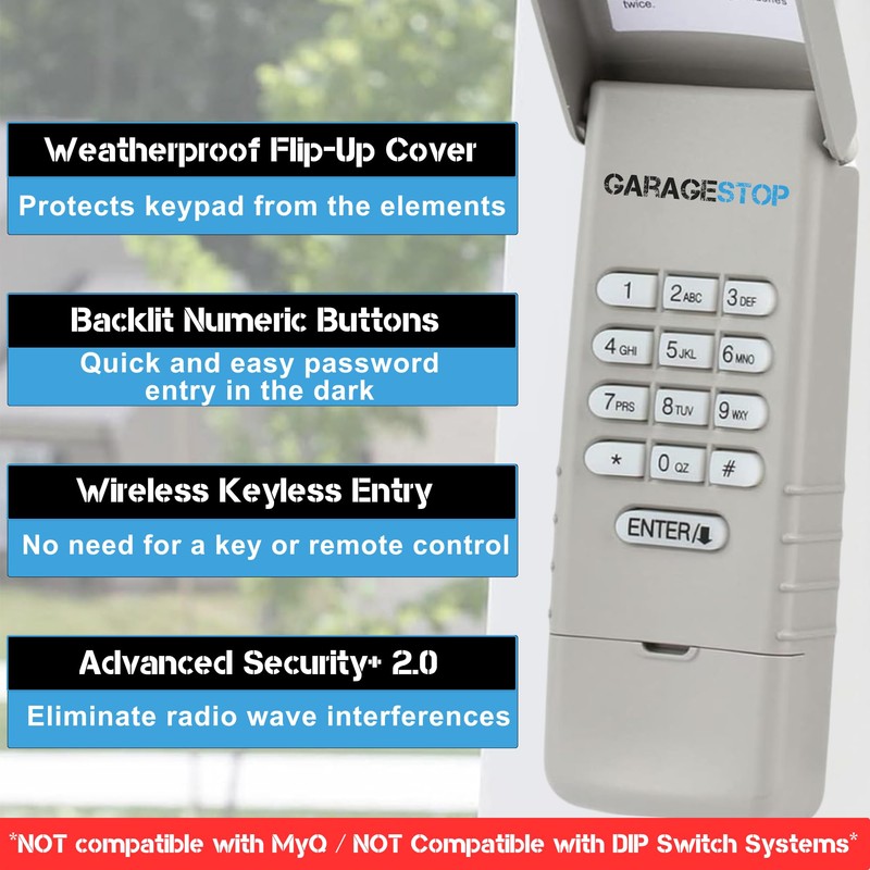 Garage Stop for 877LM Liftmaster Garage Door Keypad, fits Chamberlain