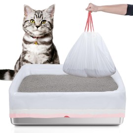 Paulmele Stainless Steel Sifting Litter Box Liners,20 Count Litter Bags for Pine Pellet Litter Box,19.7''L*13.7''W Suitable for Medium Size Sifting Litter Boxes