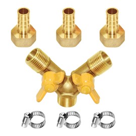 Joywayus 3 Way Shut off Ball Valve 1/2" Hose Barb Y Shaped 2 Switch Brass Fitting