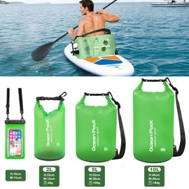 Premium Waterproof Bags, 10L 5L 2L Dry Bag with Waterproof Phone Pouch and Long Adjustable Shoulder Strap for Outdoor Activities and Water Sports, Travel, Camping, Hiking, Swimming, Boating