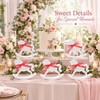 6Pc White Wood Rocking Horse Decor, Baby Shower Table Centerpiece