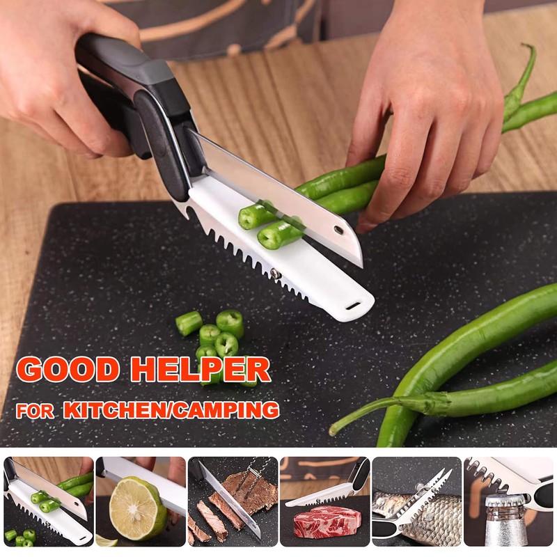 XGIZMOO Vegetable Scissors Slicer Cutter,Quick Release/Install Kitchen Shears Cutting Board