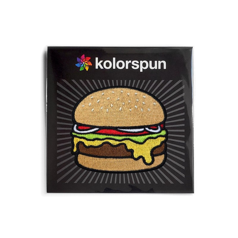 Kolorspun Cheeseburger Patch (Iron-On Backing)