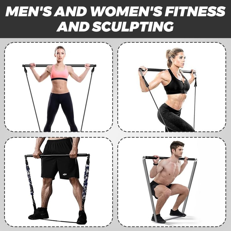CLIUNT Resistance Band Bar, Portable Pilates Bar with Storage Bag,