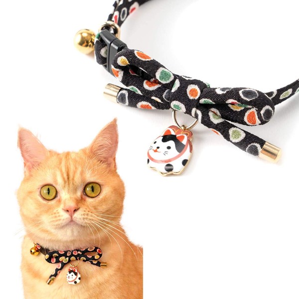 Necoichi Zen Hariko Charm Cat Collar (Black)
