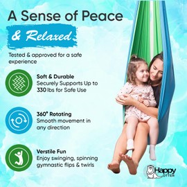 HAPPY OTTER Sensory Swing for Kids & Adults, Outdoor & Indoor Swing with Double Layer Design, 360° Swivel Hanger, Supports Up to 300lbs for Relaxation & Comfort (Green)