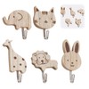 5 Packs Wooden Coat Hooks, Animal Wall Hooks Kids Coat