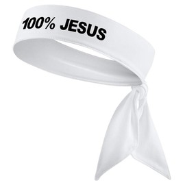 100% Jesus Headband - Gold 100 Percent Jesus Sports Head Tie Headband Soccer Fútbol Football White Black Athletics Fitness Stretch Sweatband Ninja Tie Bandana - B3 U ATHLETICS - Headband Color: White Headband