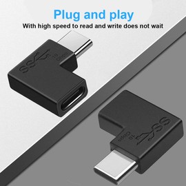 SELIACR USB C 90 Degree Adapter (Pack of 3), USBC 3.0 Male to Female 10Gbps 3A 5V OTG Steering USB Adapter Compatible with USB-C Mobile Phones Tablet