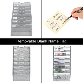 PAG Hanging Wall File Holder Organizer Mail Sorter Literature Rack for Office, 8 Pockets, Silver