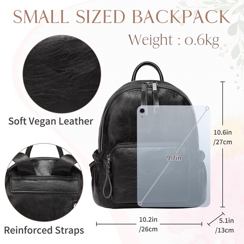 VASCHY Women's Backpack, Mini Backpack PU Leather Waterproof Fashion Small