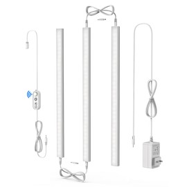 ASOKO Motion Sensor Dimmable Led Under Cabinet Lighting Plug in - 3 Pcs 12 inches Linkable Led Counter Light Bars, Led Closet Light Daylight White 4500K