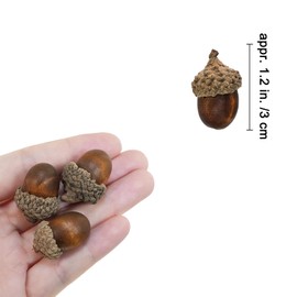 Winlyn 100 Pcs Extremely Realistic Artificial Acorns Wooden Brown Acorns Autumn Decorations 1.2" Rustic Farmhouse Home Thanksgiving Wedding Fall Arrangement Wreaths Bowl Fillers