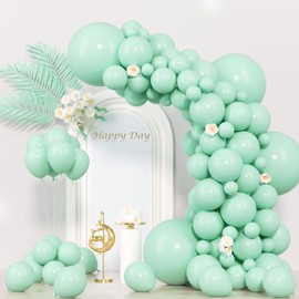 Voircoloria 130pcs Mint Green Balloons Different Sizes 18" 12" 10" 5" Pastel Light Green Balloons for Boys Girls Birthday Baby Shower Gender Reveal Wedding Decorations