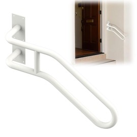 Left Side Wall Mounted handrail, Garge Door Stair Railing for 1-3 Steps(Polished White, Left Side, 230LBs Loading)
