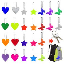 W Rxkiocs Pack of 24 Star Reflector Reflector Pendants Children Esteopt Reflector Easy Hanging Highly Reflective Light Suitable for Clothing School Bag Running Riding Pets