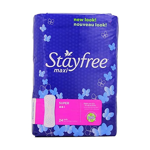 Stayfree Super Maxi Pads, 24 Count